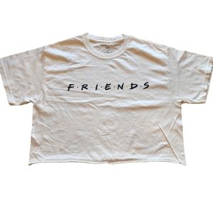 FRIENDS Womens Short Sleeve White Crop Top Size Medium